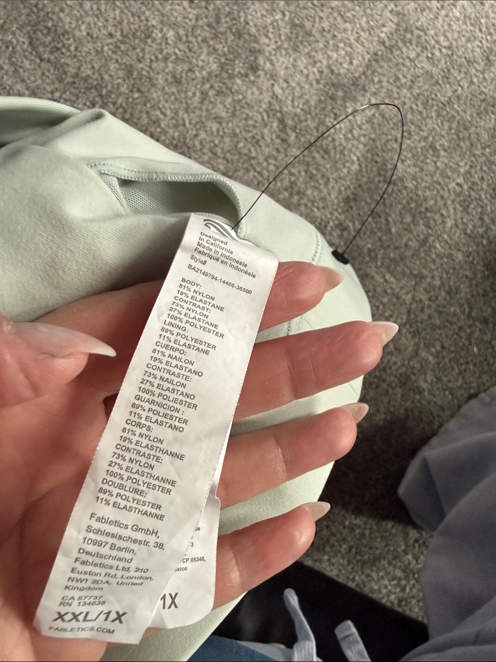 Fabletics Light Sage Racerback Sports Bra - Picture 2 of 3